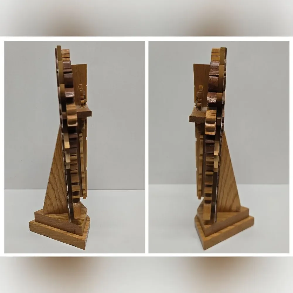 Vintage Wooden Scroll Saw Carved Ornate Crucifix Cross Tabletop Religious Art